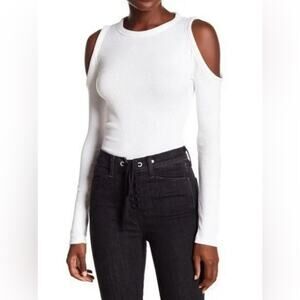 rag & bone Slash Cold Shoulder Winter White Long Sleeve Top Size S